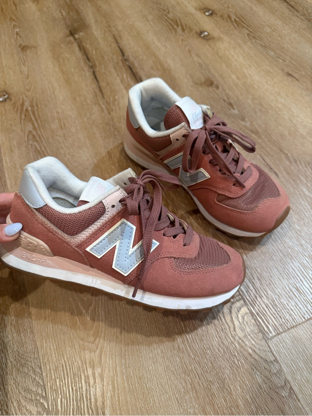 New Balance Women's Pink Suede & Mesh Sneakers